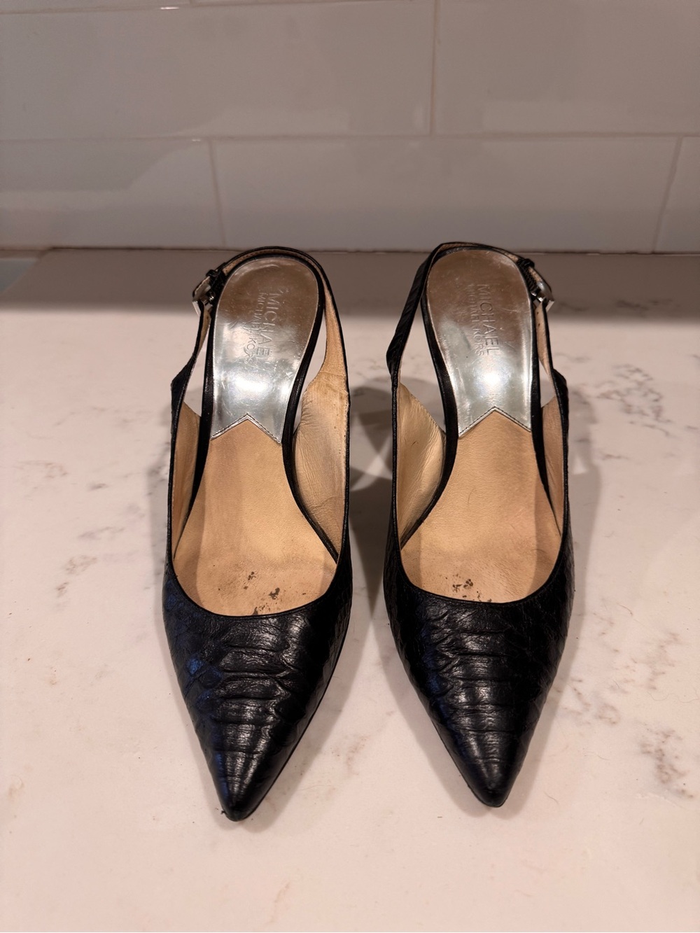 Michael Kors Black Pointed Toe Slingback Pumps